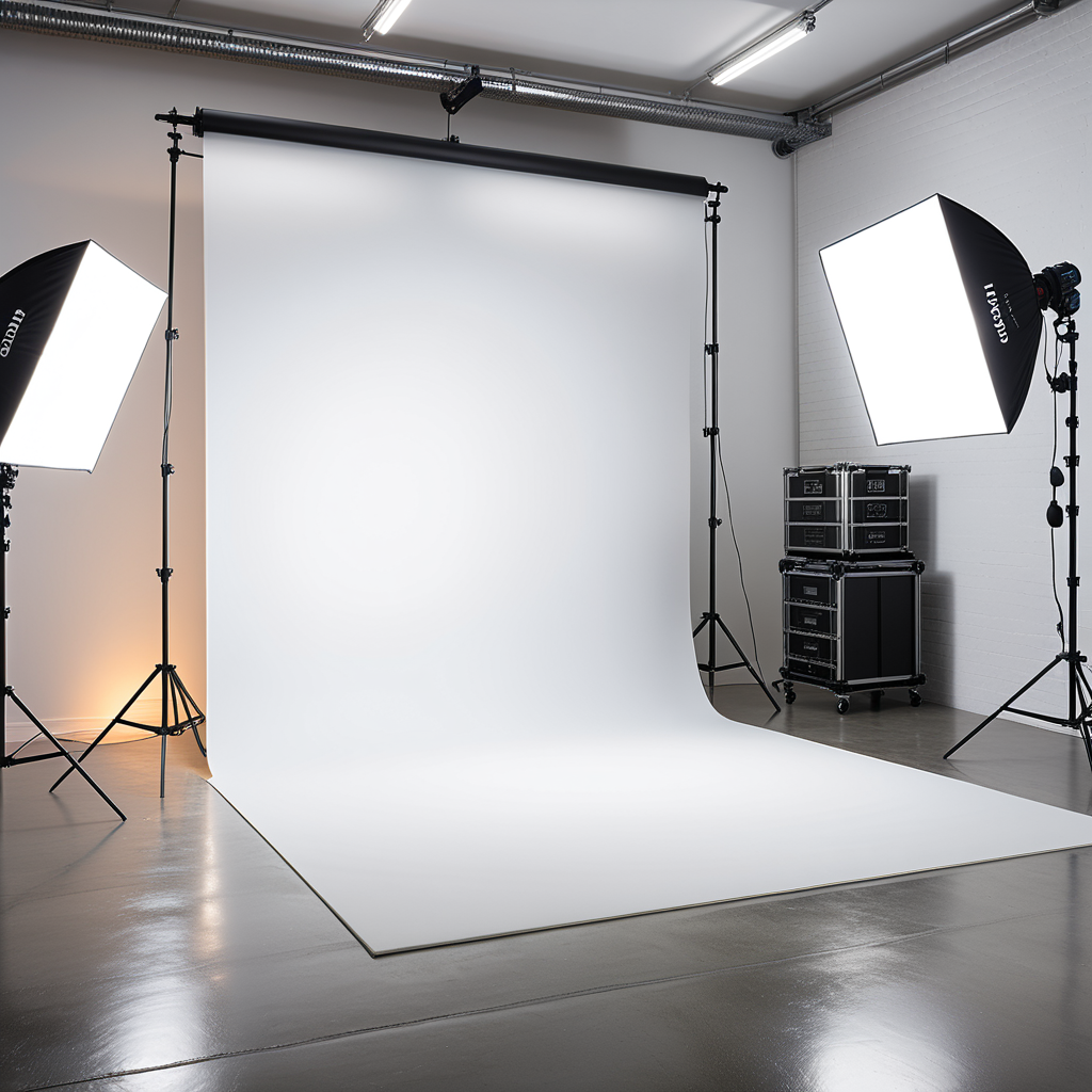 A professional photography studio with a clean and modern design. The space is open and spacious, with smooth white walls and a polished concrete floor. A large white backdrop extends across one wall, seamlessly curving into the floor to create an infinity effect. In front of the backdrop, a professional photography setup includes several pieces of equipment: a tripod-mounted DSLR camera positioned at the center, two large softbox lights on either side emitting a diffused, even glow, and a ring light mounted near the camera for additional lighting. A reflector disk and a light stand with a boom arm are placed nearby, adding to the setup.The atmosphere is organized and professional, with an emphasis on functionality and creativity. The lighting is bright and even, designed to create perfect conditions for capturing high-quality images.
<lora:SDXLFaeTastic2400:0.4> <lora:extremely_detailed:0.4> extremely detailed, Masterpiece,best quality,hi res,8k,hi res,8k,award winning,(sharp focus, intricate, highly detailed),