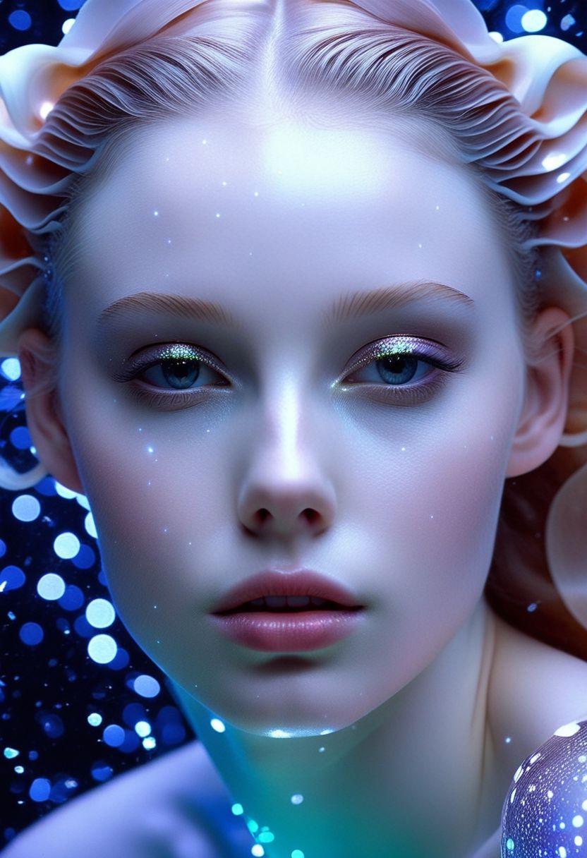 xxmixgirl, photo of a exquisitely beautiful pale skin  european 1girl, 20yo, modern implementation of sci-fi  "botichhelli The Birth of Venus" fantastic epic masterpiece, starlight falls on beautiful young face.