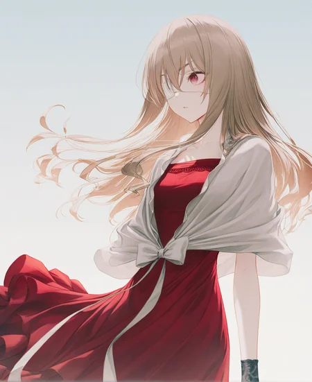masterpiece,best quality,very aesthetic,absurdres, artist:gomzi,artist:wanke,
1girl, noel cerquetti, red eyes, blonde hair, long hair, medical eyepatch, left arm missing, left eye covered,
white jacket, tied jacket, red dress, frilled dress, lace gloves
<lora:noel_cerquetti.noobaixl:1>