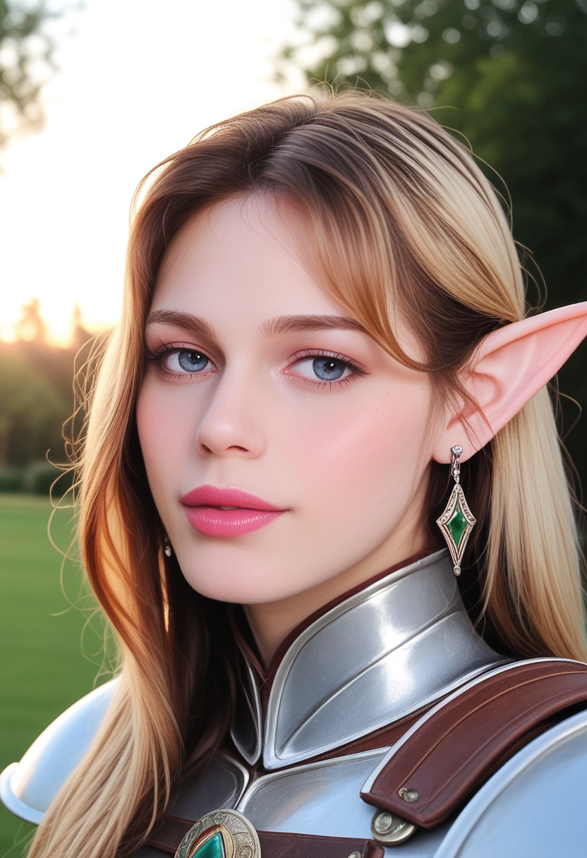 face focused, magic hour, photography, warm light, sunset, movie still, ultra detailed, portrait, BREAK
score_9, score_8_up, score_7_up, CarlaC4rd1ll3, Carla Cardille, <lora:CarlaC4rd1ll3-pony:1>, 1girl, solo, portrait, shiny lipgloss, lips, vintage aesthetic, elf, elf ears, white armor, diadem, solo, blush, looking at viewer, bokeh, focus, film, velvia, film grain, best quality, photograph, focus, earrings, garden