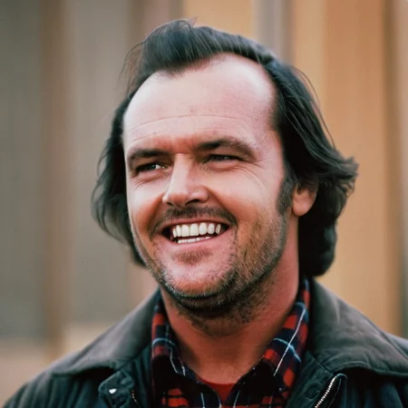 cinematic film still of <lora:perfection style:0.5> <lora:detailed:0.5> perfection detailed
<lora:The Shining film style:0.9>
<lora:1980's style:0.3>
Jack Torrance In the 1980's in the Colorado Rocky Mountains a crazy man with a beard and a plaid shirt smiling in surprise with his tongue out,solo,open mouth,shirt,black hair,1boy,jacket,male focus,teeth,tongue,collared shirt,plaid,facial hair,portrait,red jacket,realistic,mustache , cinematic, film, kodak, The Shining film style, shallow depth of field, vignette, highly detailed, high budget, bokeh, cinemascope, moody, epic, gorgeous, film grain, grainy