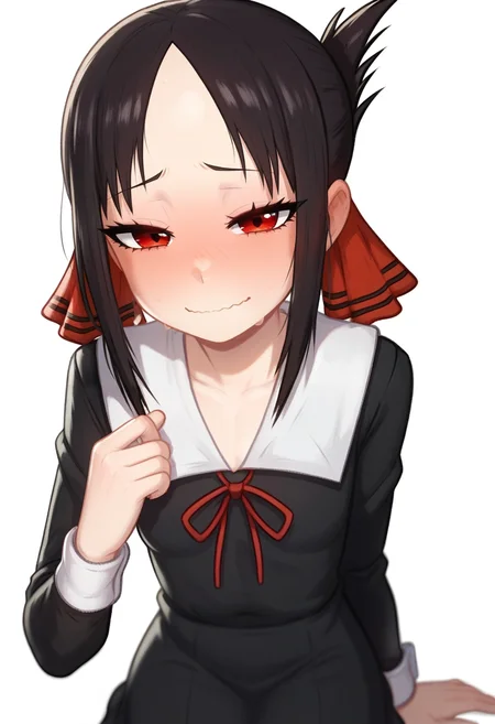 score_9, score_8_up, score_7_up, solo, <lora:add-detail-xl:3>,
BREAK
 <lora:fluffy_kaguya-sama_pruned:0.8>, fluffy, kaguya, shuuchiin academy school uniform, black dress, kaguya shy face, blush, wavy mouth,