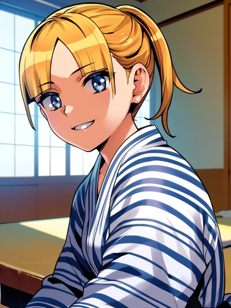 <lora:happy_tentacle-rina-v0.3-000034:0.9>, ht_rina, yukata, indoors , 1girl, solo, upper body , , (happy :1.1), , looking at viewer , sitting , from side , score_9, score_8_up, score_7_up, score_6_up, score_5_up, score_4_up