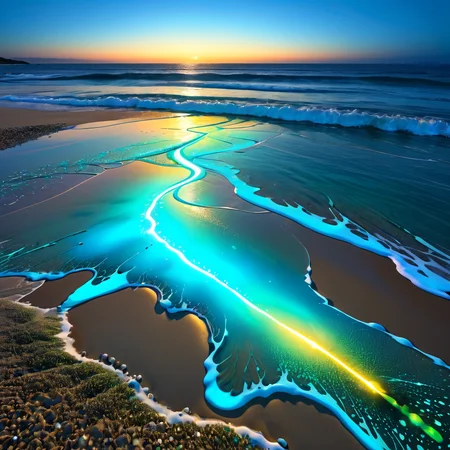detailed, realistic, 8k uhd, high quality, masterpiece, An epic photo of beach <lora:Biolumins v1:0.7>