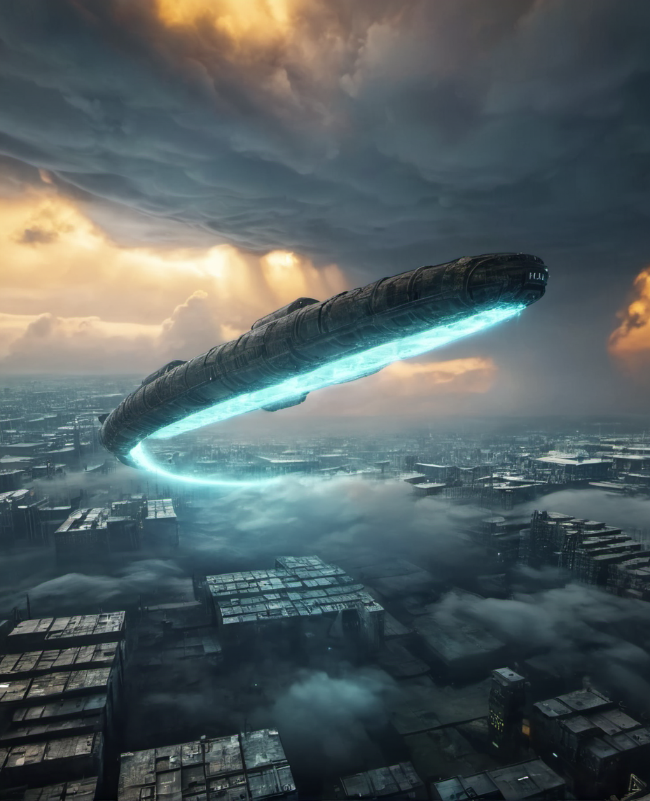 bleakfaith,cybernetic glowing cloud serpent flying between floating omnistructures,surrounded by clouds,science fiction,panorama of a metropolis below,highly detailed, sharp definition ,cinematic,50nm dof,bokeh,realistic,sharp focus,ultra detailed,128k uhd,awardwinning,trending on artstation, <lora:bleakfaith-000004:1>, <lora:add-detail-xl:2>