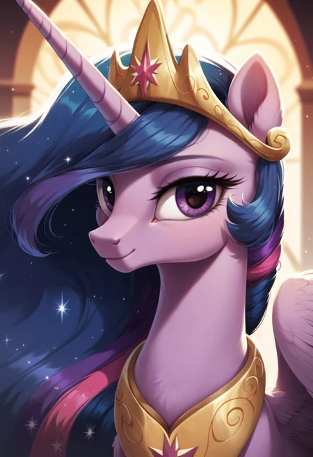 score_9, score_8_up, score_7_up, score_6_up, score_5_up, score_4_up, my little pony, ((feral pony)), Twilight Sparkle (alicorn), (Princess Twilight 2.0), 1girl, ((solo)), (sexy), beautiful, detailed, (detailed cute pony face), detailed eyes, detailed fur, detailed hooves, beautiful, vector, flat colors, (beautiful long eyelashes), (beautiful hooves), ((abstract background)), (looking at you, looking at viewer:1.5), smile, happy, ((close-up)), high angle