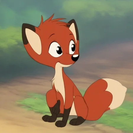 score_9, rita, black eyes, furry, fox, cute, outdoors
