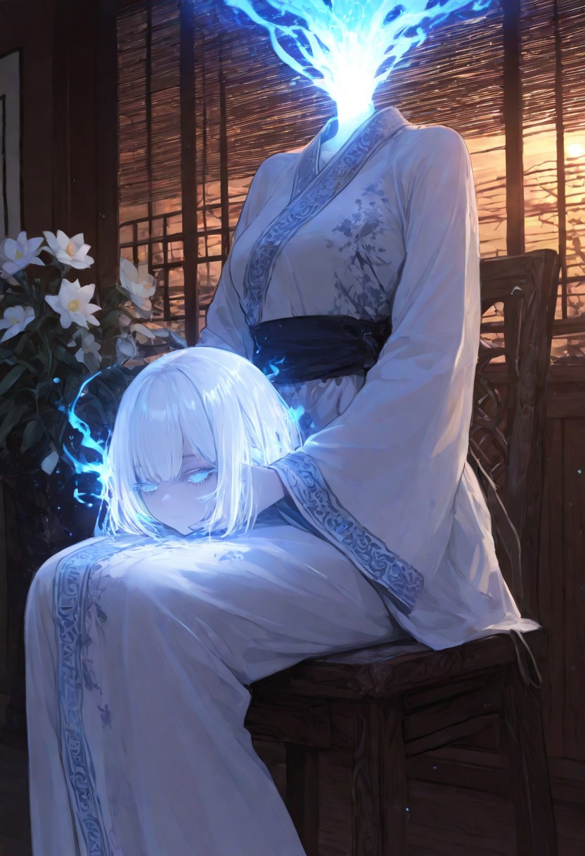 masterpiece, best quality, good quality, newest, highres, absurdres, volumetric lighting, uncensored,
BREAK 
raytracing, volumetric lighting, ambient occlusion, girl, background, masterpiece, best quality, very awa, absurdres, by ratata47,
BREAK
 ambient occlusion, raytracing, soft lighting, blum effect, masterpiece, absolutely eye-catching, particles, glowing, shining, intricate cinematic background, (beautiful face),  
BREAK
masterpiece,amazing quality,best quality,ultra-detailed,8K,illustration,CG,shiny hair,clear skin,ultra-detailed-eyes, detailed background,cute girl, eyelashes
BREAK
Dullahan, disembodied head, magic, holding head
BREAK
(aodai, aodai, (vietnamese traditional costume,)), elegant, sitting, wood chair, flower, white Tuberose, sunset, lens flare, (Vietnam clothes, Vietnam style)