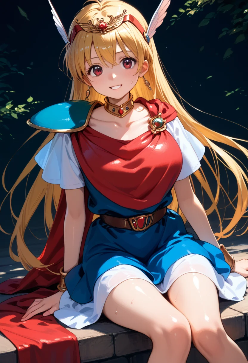 score_9, score_8_up, score_7_up, score_6_up, anime_lineart
1girl, solo,
<lora:chacha magical princess:1>, chacha magical princess, blonde hair, jewelry, dress, bracelet, cape, brown eyes, red eyes, tiara, skirt, choker, shoulder armor, hairband, armor, belt, pauldrons
huge breasts, smile,
sweat, sitting, shiny skin,