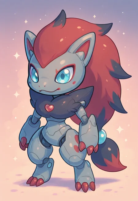 masterpiece, best quality, no humans, <lora:ZoroarkPokedex_IXL_v1:0.8>, zzZoroark, cute, mecha, chibi, k4w4iim1r41, cute outfit, pastel, <lora:KawaiiMirai_IXL:0.8>,