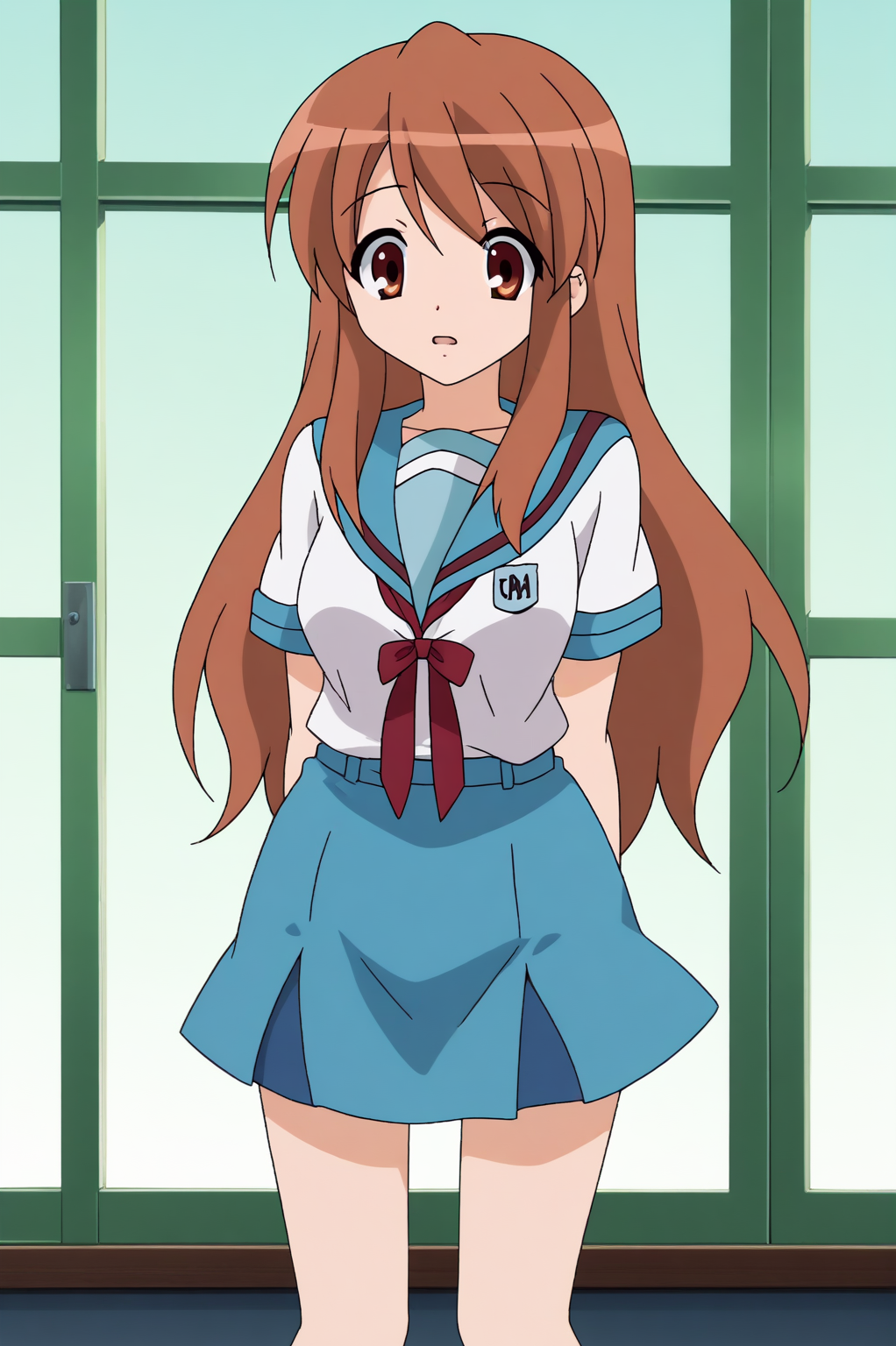 Mikuru Asahina, school uniform <lora:suzumiya_haruhi_no_yuuutsu-Mikuru_Asahina-PDXL:0.8>