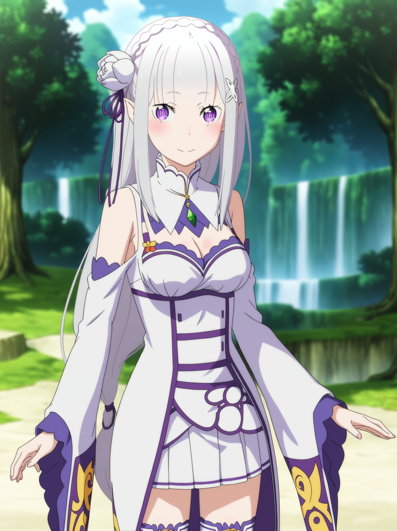 <lora:Emilia_PonyV0.1:1>, em_rezero, 1girl