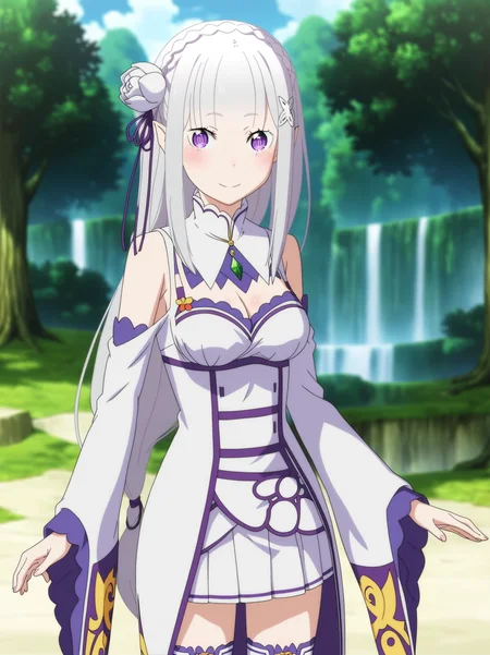 <lora:Emilia_PonyV0.1:1>, em_rezero, 1girl
