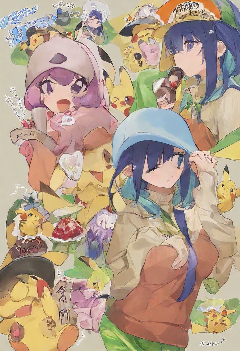 Beautiful girl , holding sign with text "need buzz", beautiful light.(Huging Pikachu with Pokemon) droopy masterpiece, best quality, very aesthetic
