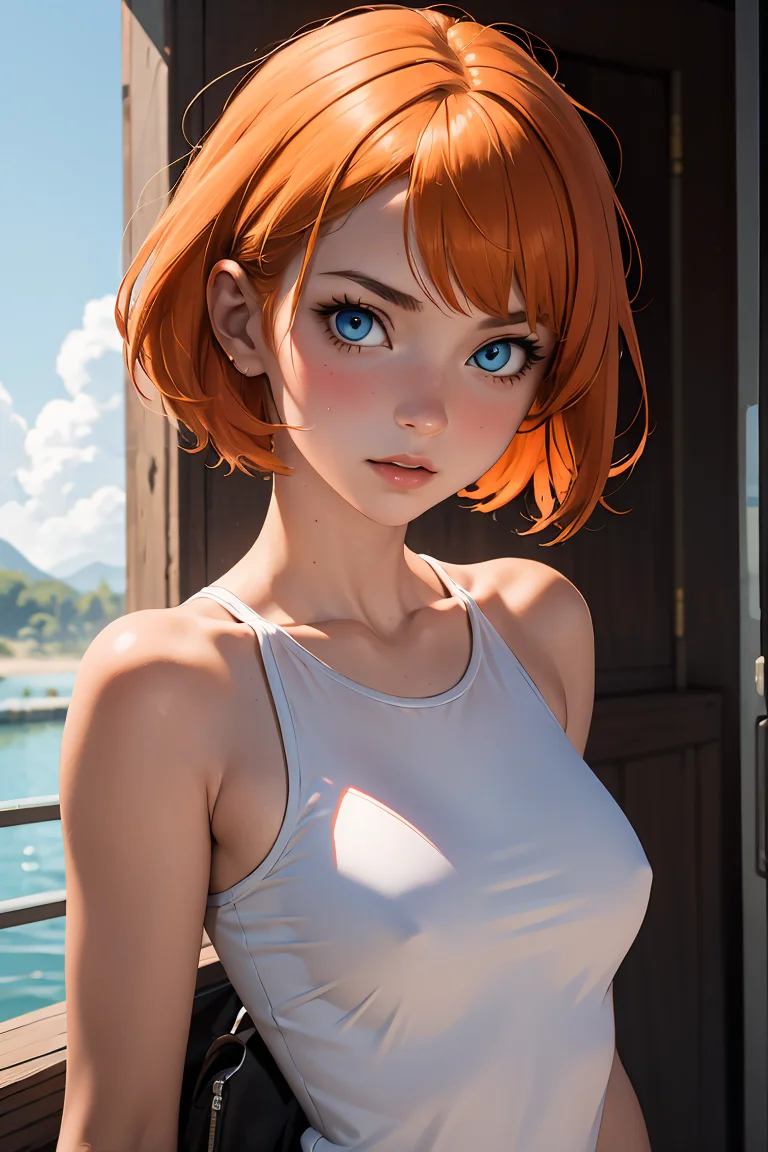 (masterpiece, best quality), 1girl,  <lora:misty by Goofy Ai:1> misty pokemon, short hair, orange hair, blue eyes