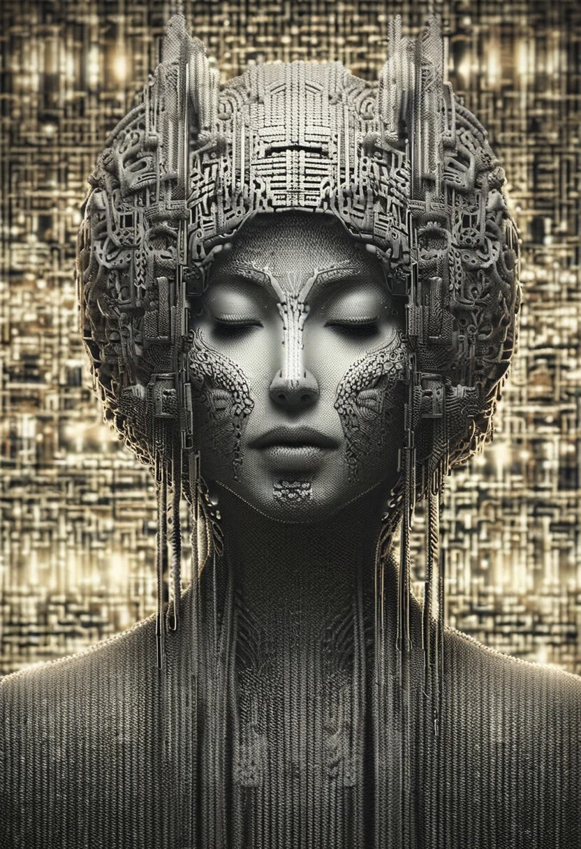 Neo Photorealistic Art Style, A Japanese girl with long fox ears and flowing black hair stands confidently in futuristic fashion. Surrounded by a maze of glowing tube lights, she embodies Neo-Japan surrealism, blending avant-garde style with cutting-edge elegance.