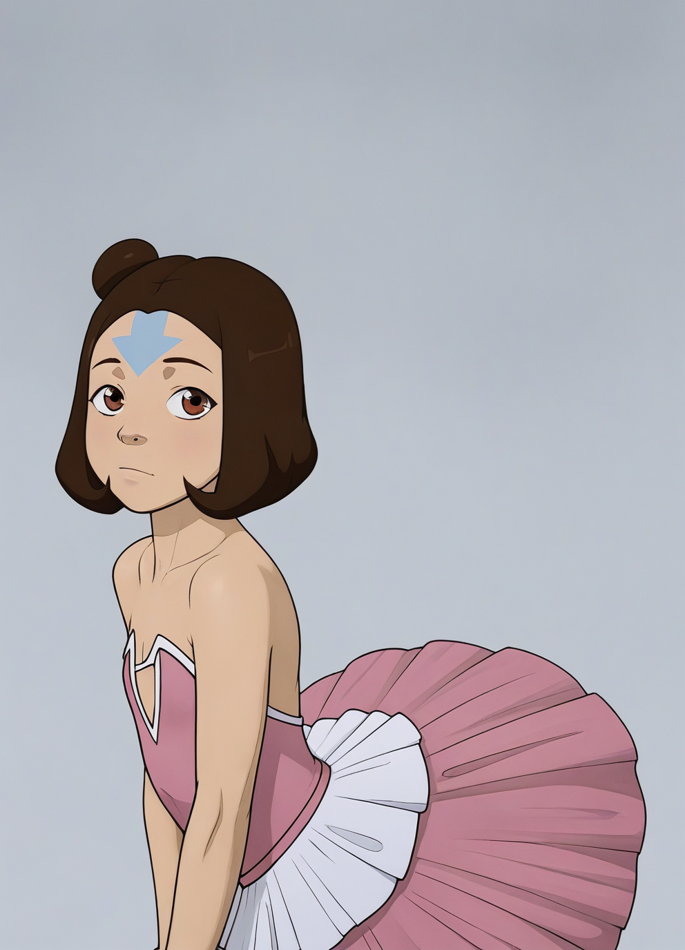 score_9, score_8_up, score_7_up,1girl,jinoraXL,brown hair,brown eyes,short hair,hair bun,detailed face,masterpiece,best quality, flat chest, <lora:jinoraXL:1>  wearing a tutu