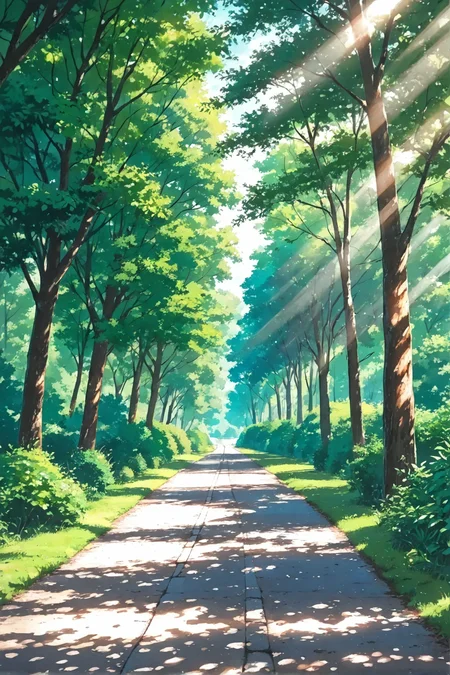 masterpiece, best quality, amazing quality, very aesthetic, absurdres, newest, unity 8k, blurry background, Depth of Field, Anime Background
tree, scenery, no humans, nature, outdoors, forest, dappled sunlight, sunlight, day, path, tree shade, grass, road, traditional media, park, shadow, leaf, godrays, rays, light rays
<lora:add-detail-xl:1> <lora:Anime_Background-_Style_for_Pony:0.6>