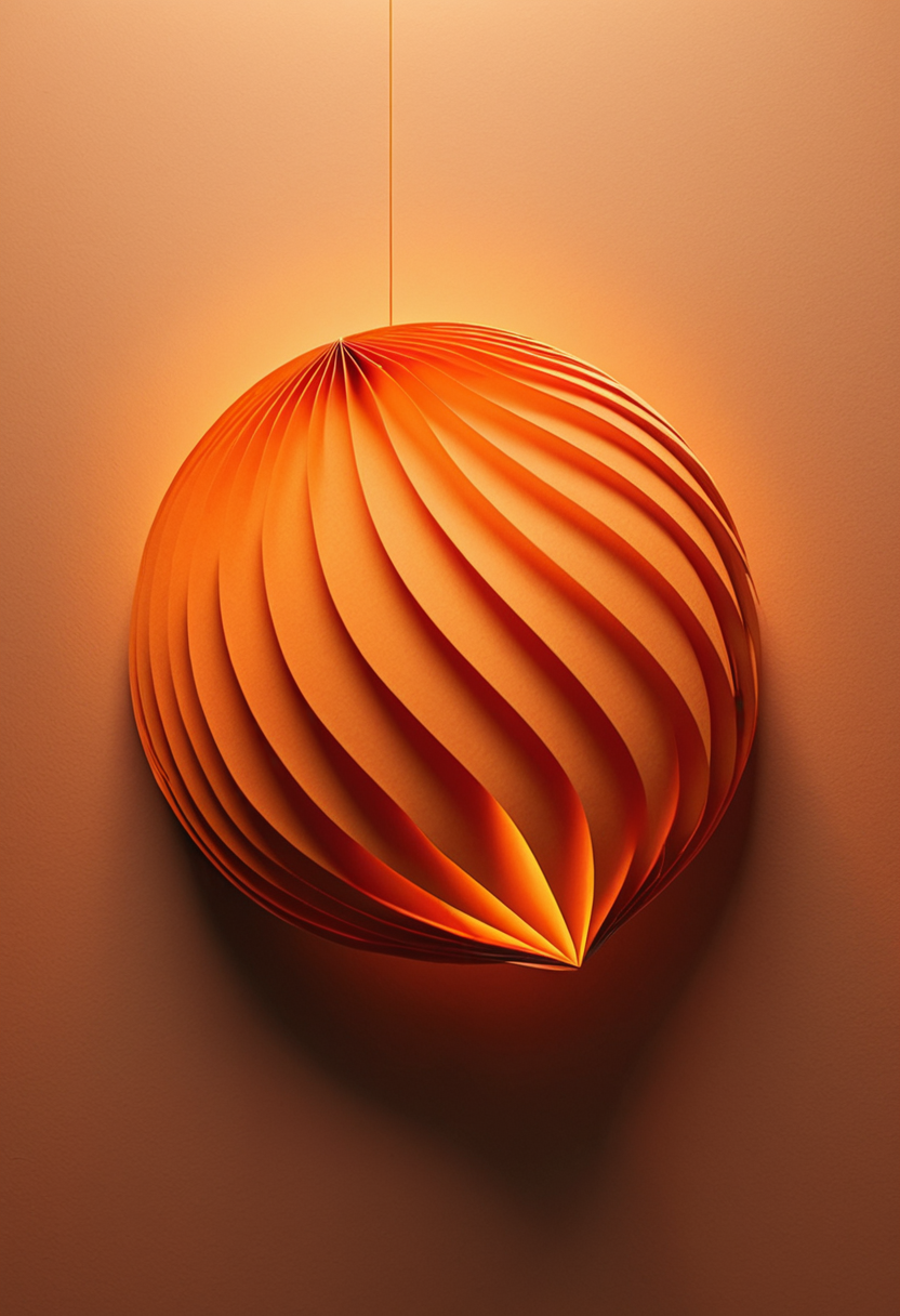 (masterpiece), (best quality), Orange colored Tachisme (aka Informel) in Paper Art style, low-key lighting, lo-fi, glow, dynamic cinematic lighting, ray_tracing, global illumination, masterful composition, dynamic movement