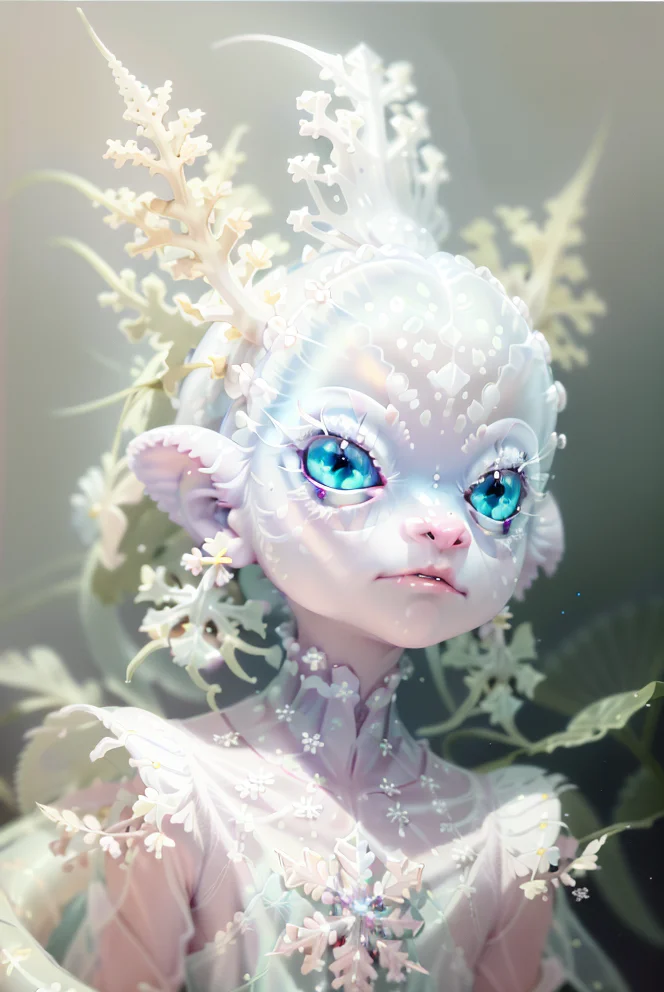 best quality, masterpiece, a portrait of a creaturer <lora:25_preal_1v5_768_0001BD5e_NR128NA128off:0.8> mix_\(spring\), snowflake,