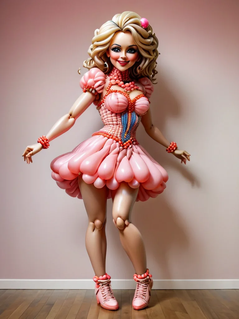 balloonz, balloons, made out of balloons, female balloonface, female face, dancing on the dancefloor, 80s themed party <lora:balloonz-sdxl:1>