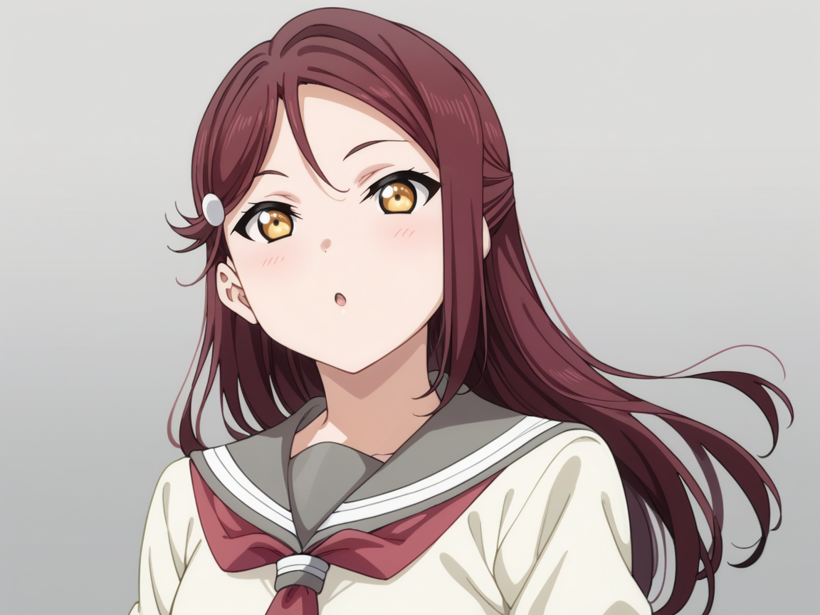 score_8_up,score_7_up, solo focus, 1girls, source_anime,
sakurauchi riko, red hair, yellow eyes, long hair,
uranohoshi school uniform, serafuku, white shirt, neckerchief, grey dress,
simple background, gradient background, <lora:yoshiriko-sdxl:1>