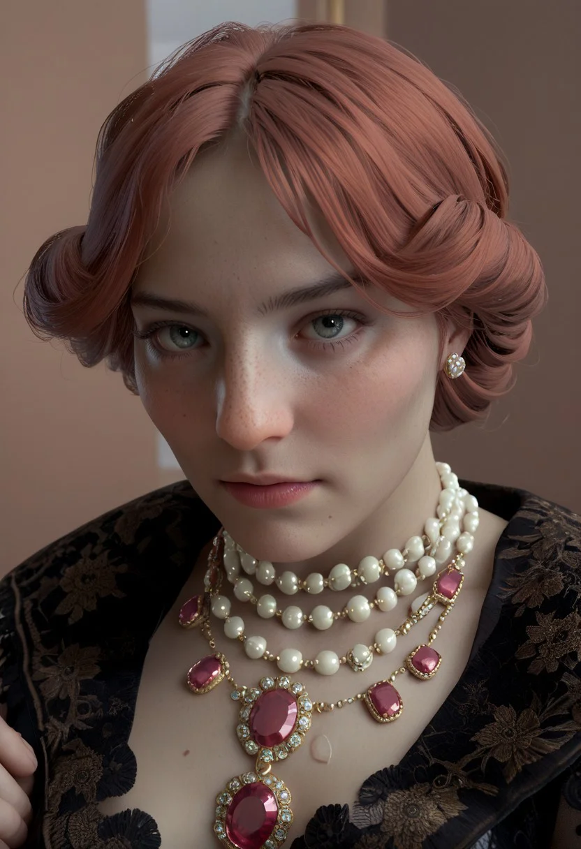 score_9, score_8_up, score_7_up Orianna looking at the viewer teasing glaze wearing her jewels high class