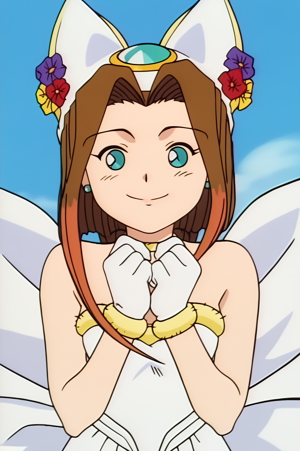 rating_safe,  anime screencap, consistent background,   Sara, light smile, upper body, 1girl, dress, white gloves <lora:Commision-Sonic the Hedgehog-Sara-PDXL:0.8>