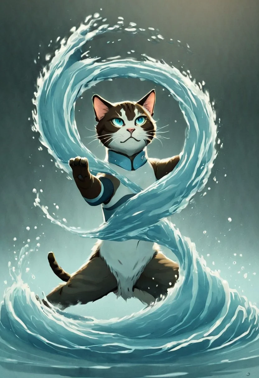 A cat, waterbending  <lora:Waterbending-04:1.0>