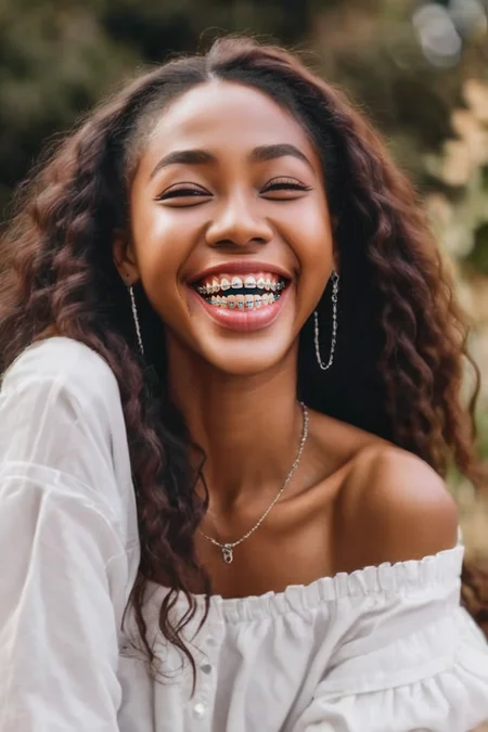 (braces:0.6), smile<lora:TeethXL:1.0> (white teeth:1.2)