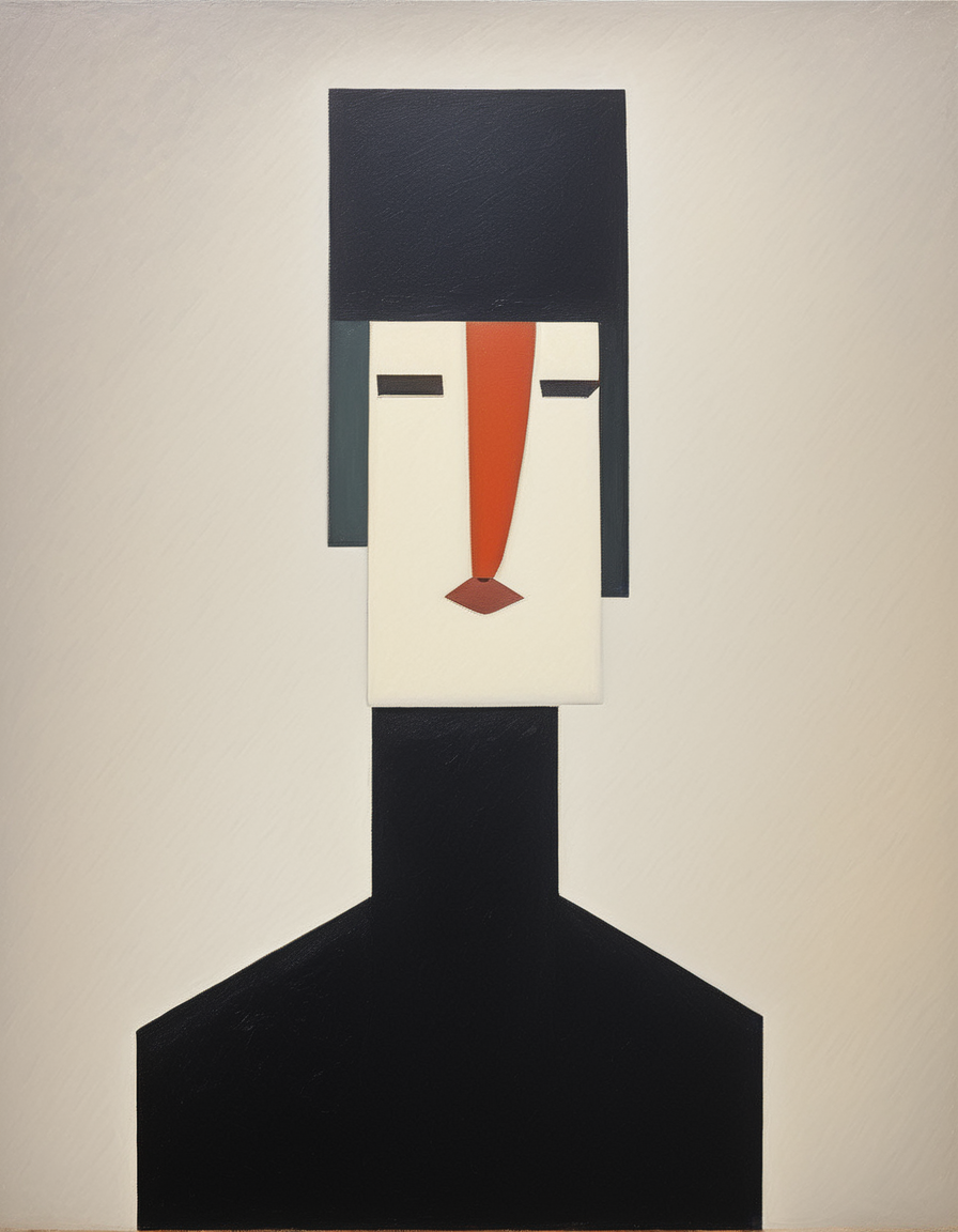 Cubist artwork <lora:FF-Style-Kazimir-Malevich-v2.LoRA:1> in the style of kazimir malevich,kazimir malevich style,kazimir malevich art,kazimir malevich,a woman in a black turtleneck and a black hat, inspired by Vassily Maximov, maxim sukharev, inspired by Herbert Bayer, art deco portrait, modern portrait, sergey zabelin, inspired by Lajos Gulcsy, portrait shot, inspired by mads berg, inspired by Ivan Generali . Geometric shapes, abstract, innovative, revolutionary