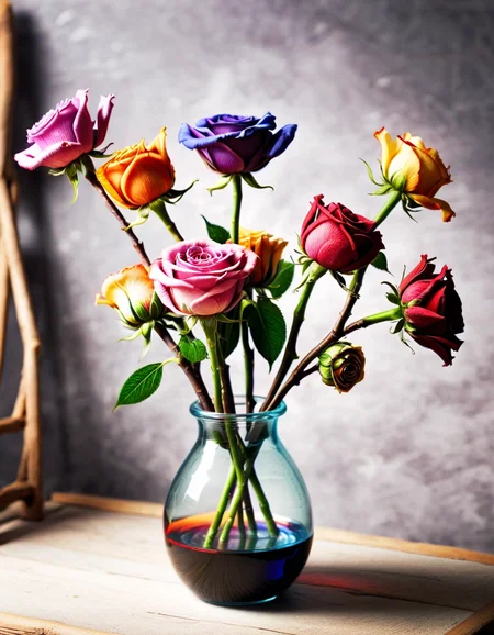 closeup shot, flowers in a vase, multicolor <lora:ral-tr33brnch:1> ral-tr33brnch