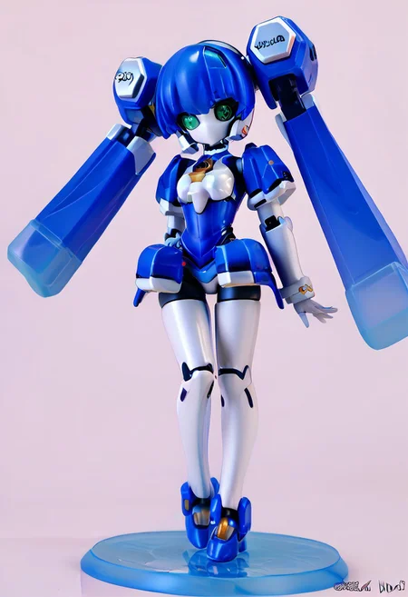 masterpiece, score_9, score_8_up, score_7_up, EasyNegative_v2,
(best quality:1.1),ultra-detailed, high resolution, super detailed skin, beautiful detailed eyes, nsfw, Brightly Lit, Highly Visible, 8k, sharp focus, beautiful, perfect lighting, beautiful eyes, anatomically correct, anatomically correct face, extremely detailed eyes, smooth edges, beautiful face, symmetrical eyes, symmetrical face,
(standing, Full-body view:1.2),
1girl, cute girl, blazermate, (robot girl, android:1.3), (roaot eyes, green eyes, blue hair, twin tails, no mouth:1.2), (colored skin, robot skin, white skin, blue skin, robot joints:1.5),
(simple background, white background:1.2), (solo focus:1.5),
(looking at viewer:1.5), (figurine:1.5),