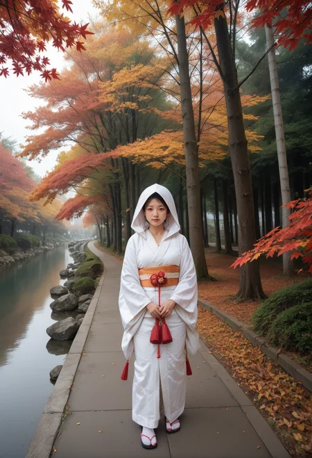 score_9,score_8_up,score_7_up,8k,,ruanyi0722,autumn leaves,tree,,ruanyi0721,bride,white kimono,hood up,japanese clothes,hood,tabi,1girl,<lora:0722 autumn leaves_v1_pony:0.9>,<lora:0721 Shiromuku_v1_pony:0.6>