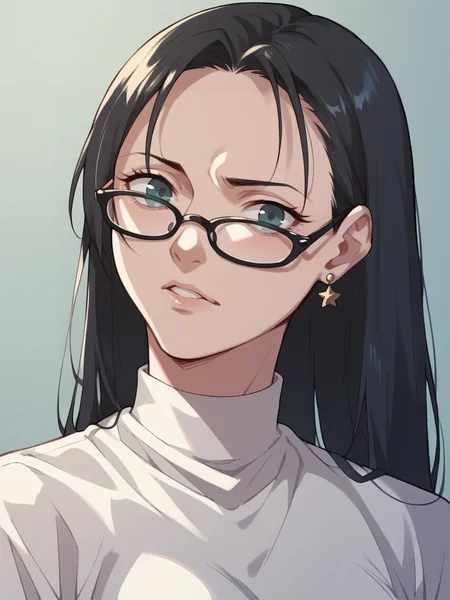 score_9, score_8_up, score_7_up, score_6_up, <lora:BBXLP:1> (BB), black bible, cel shading, 1girl, glasses,