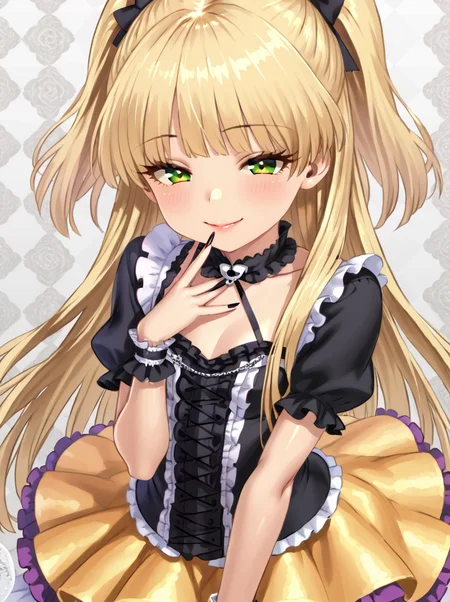 detailed background, shiny skin, posing,
<lora:yapo.pony:1>,
yapo, rika, 
half-closed eyes, seductive smile, 
gothic dress,