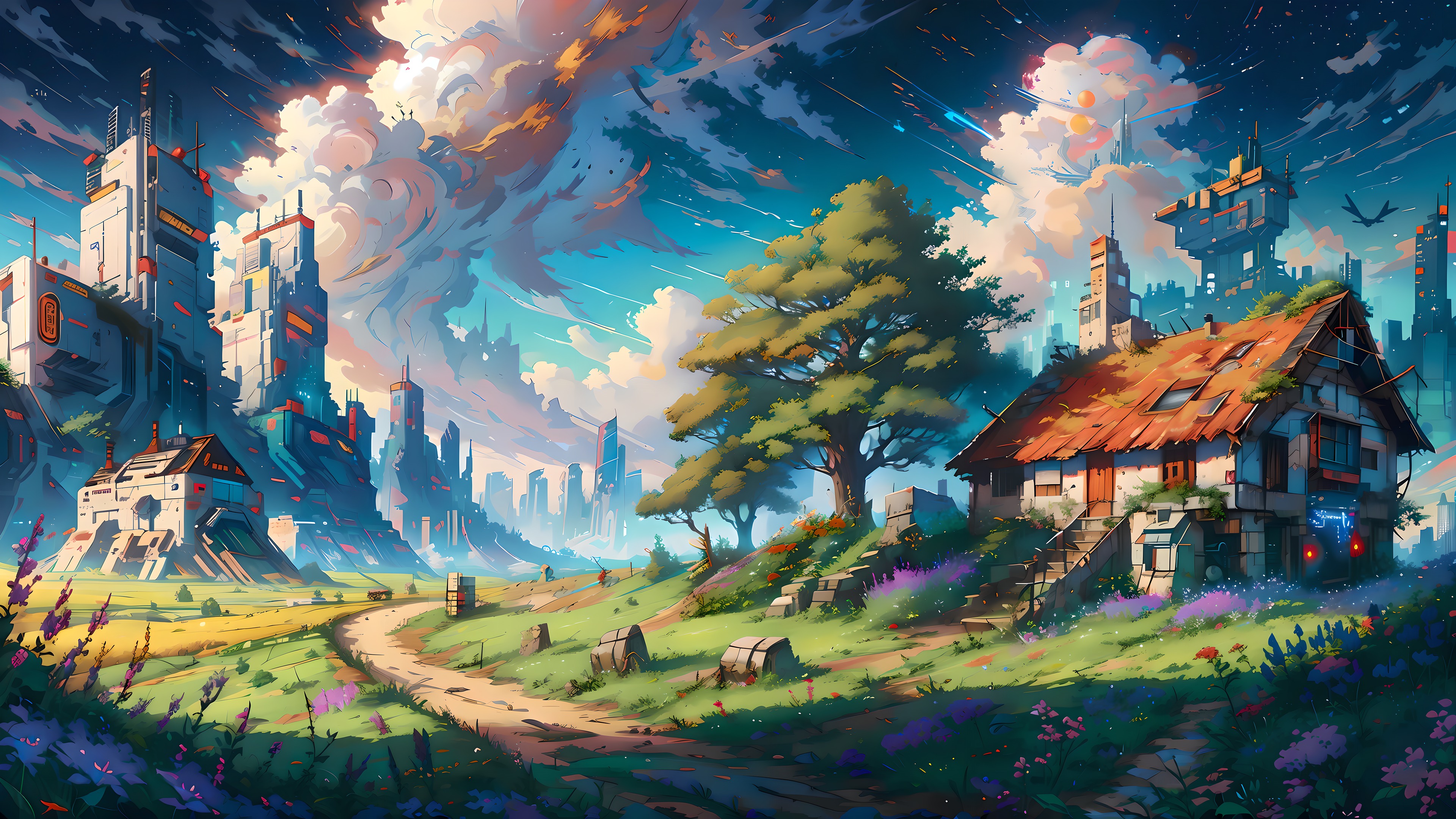 a [fantasy:cyberpunk:8] landscape