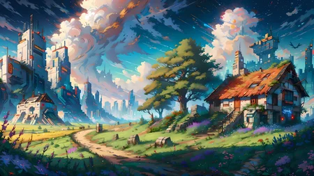 a [fantasy:cyberpunk:8] landscape