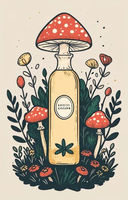 masterpiece,best quality,<lora:tbh10-sdxl:0.9>,illustration, A bottle of perfume in garden