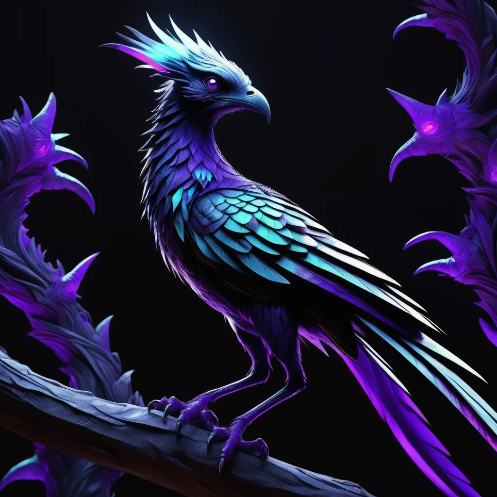 ((realistic,digital art)), (hyper detailed),DonMD4rk3lv3sXL Massive glowing markings Organic Nostalgic Avian, Scaled Appendages, Multi-Tailed, Long-Tailed, Wooly Fur, <lora:DonMD4rk3lv3sXL_v1.2-000012:0.8>