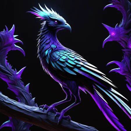 ((realistic,digital art)), (hyper detailed),DonMD4rk3lv3sXL Massive glowing markings Organic Nostalgic Avian, Scaled Appendages, Multi-Tailed, Long-Tailed, Wooly Fur, <lora:DonMD4rk3lv3sXL_v1.2-000012:0.8>