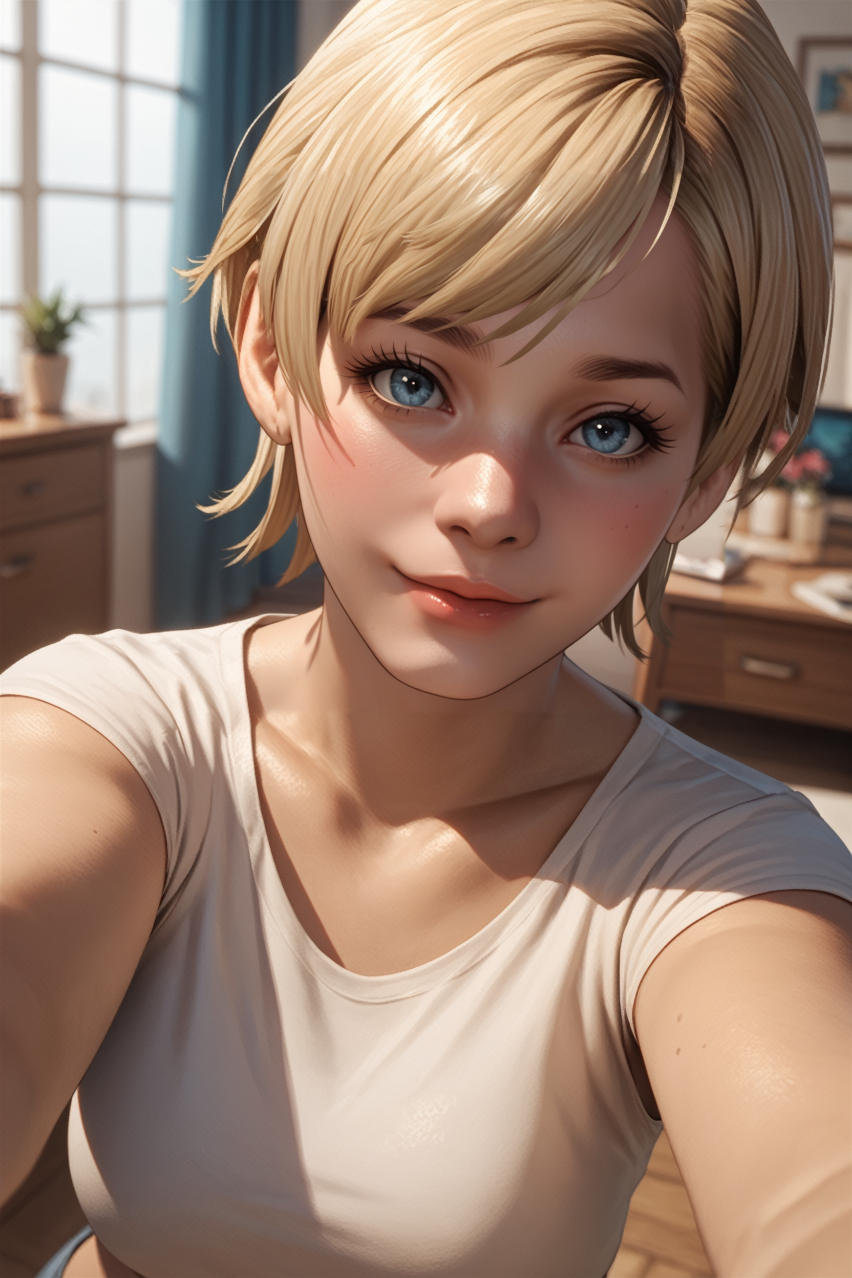 score_9, score_8_up, score_7_up, score_6_up
<lora:RE6Sherry:0.8>
RE6Sherry, 1girl, blonde hair, short hair, blue eyes, looking at viewer, selfie, smile, blush