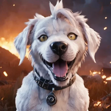 Ultra High Quality photo of <lora:ff7 style:0.8> a dog smiling ff7 style, extreme detailed eyes teeth tongue and facial features, extraordinarily beautiful cinematic lighting and epic composition
