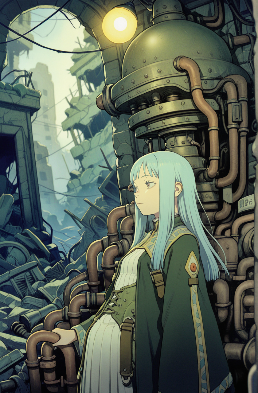1girl,blue hair,long hair, (ruins,obslete machine:1.2)
tatsuyuki, (too much machine:1.3) ,A room full of pipes,(close-up:1.3), tube, lamp
 <lora:Perfect Hands:1>  <lora:Tatsuyuki:0.9> <lora:add-detail-xl:1><lora:age_slider_v4:-2>, score_9, score_8_up, score_7_up, score_6_up, score_5_up, score_4_up,zPDXL