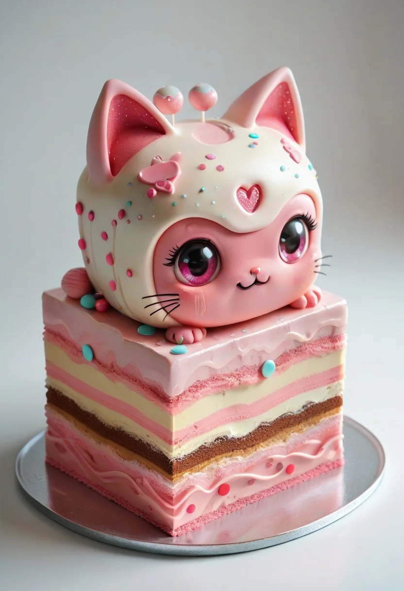 score_9, score_8_up, score_7_up, M1CR0CUB3D cute cake alien world, (super cute!), cute cat