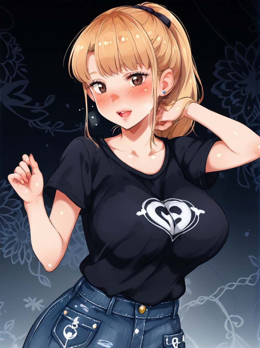 detailed background, shiny skin,  rating safe, 
<lora:engawa.pony:1.0>,
engawa, 
aika, 
large breasts, wide hips, 
clothed girl, 
looking at viewer, 
gothic fashion,