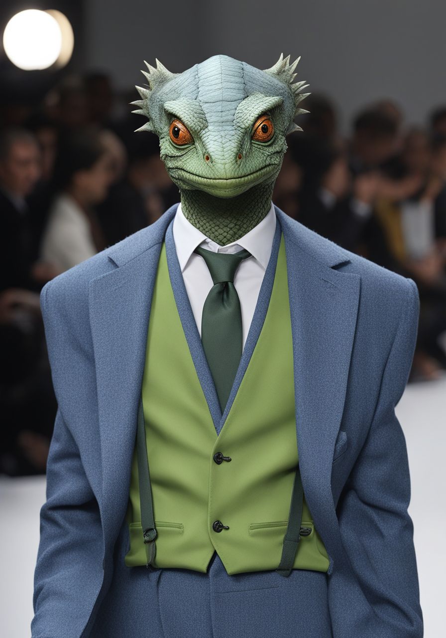 Humanoid Lizard WeirdOutfit style  <lora:sdxl-WeirdOutfit-Dreambooh:0.8>