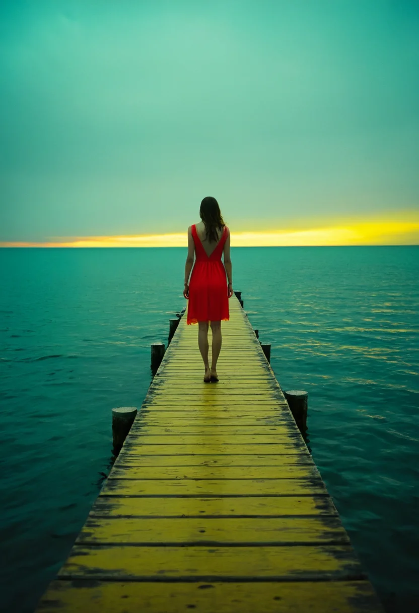 imagine, dream of, Photograph, Photograph, (teal, bright red, bright yellow, on a floating dock in the middle of a sky ocean, lifelike, stunning, clear, vibrant:1.2) (distant figure in red dress standing at the end of an old yellow pier:1.3), Fine art, Sad, Confused, moody lighting, Cinematic, film camera, Selective focus, Film grain, emotional, Photograph, Photograph, (teal, bright red, bright yellow, on a floating dock in the middle of a sky ocean, lifelike, stunning, clear, vibrant:1.2) , Fine art, Sad, Confused, moody lighting, Cinematic, film camera, Selective focus, Film grain, emotional
<lora:1990sAnalogStyle:0.7> <lora:Flux-style-xl-lora:.3> <lora:CinematicStyle_v1:0.7>