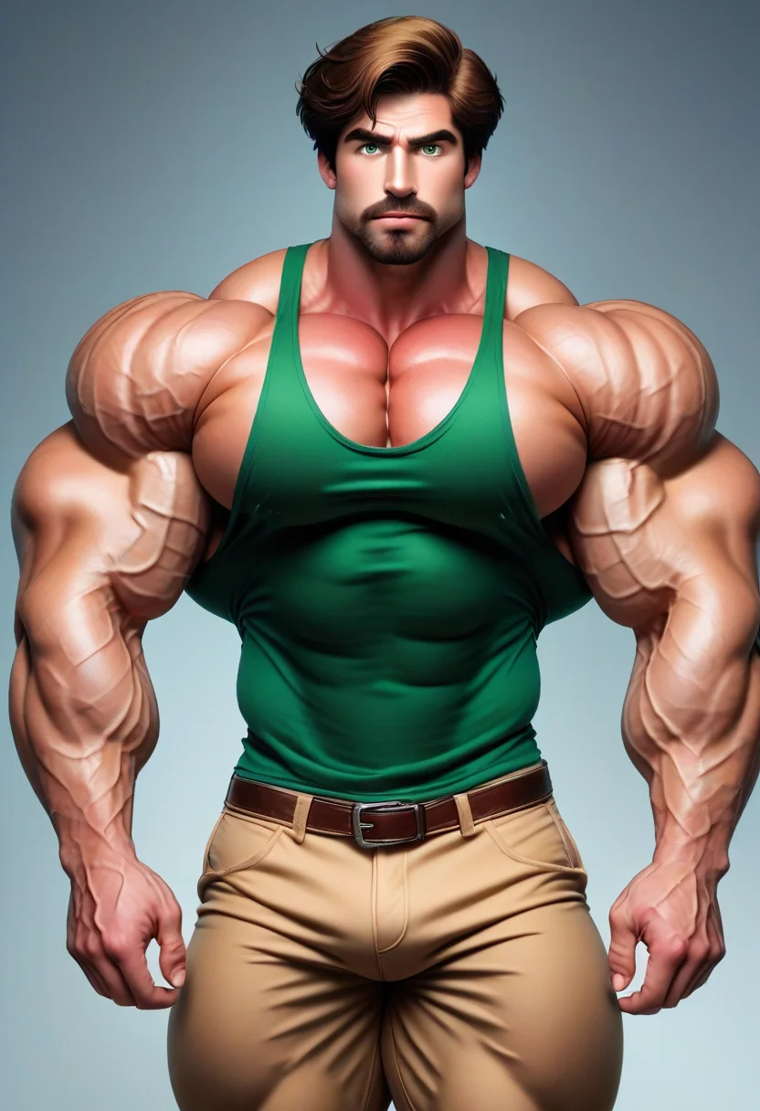muscle, muscular, bara muscle, large, shaggy rogers , green shirt, brown hair, goatee, brown pants, brown-green eyes BrutalMass, muscular male, bodybuilder, vascular, veins
<lora:@brtlmss1.v2.style.ponyXL-brutalmass-savagemuscles:0.3>