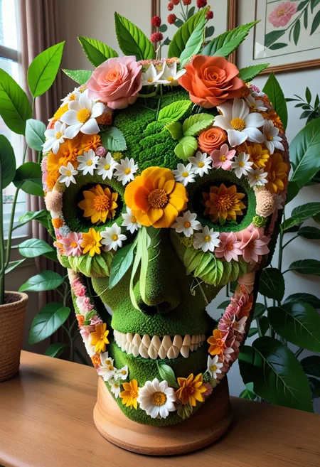 Green and pink color scheme, fantastical, intricately detailed machine, (((chainsaw))) made of flowers, no hint of metal or machinery, the entire image is made of flowers
BREAK
slimes_flowerwm